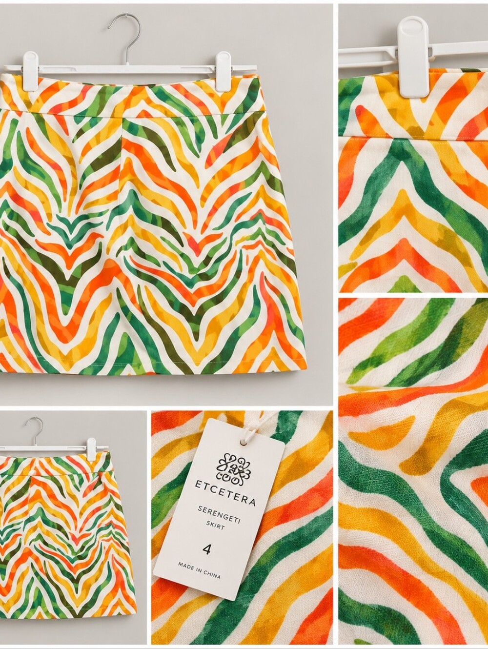 Etcetera Multi-Color Serengeti Wave Print Mini Skirt NWT